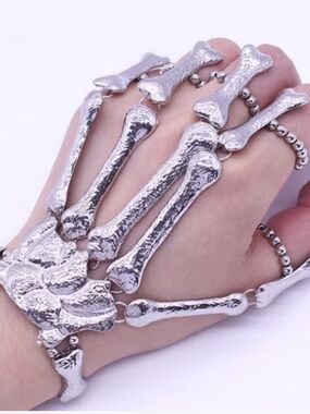 Killstar Silver Skeleton Hand Bracelet